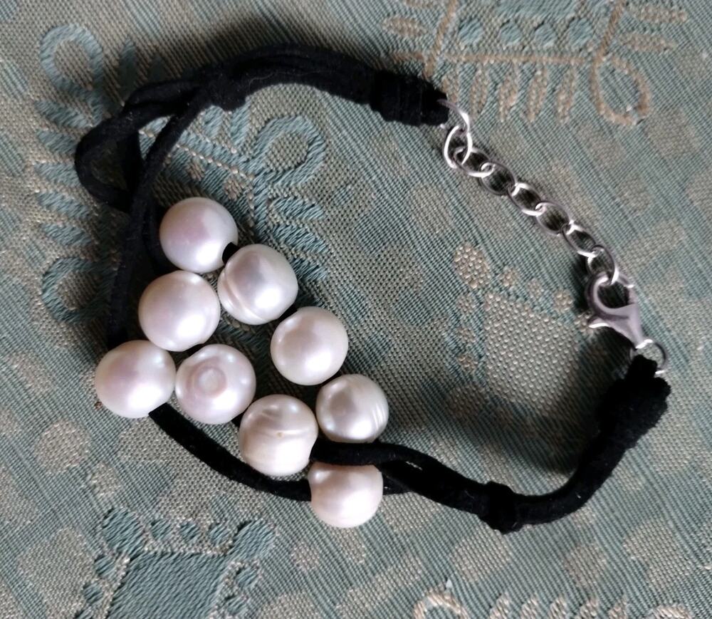 International Pearl Syndicate 925 Suede Multi-Strand Cultured Pearl Bracelet